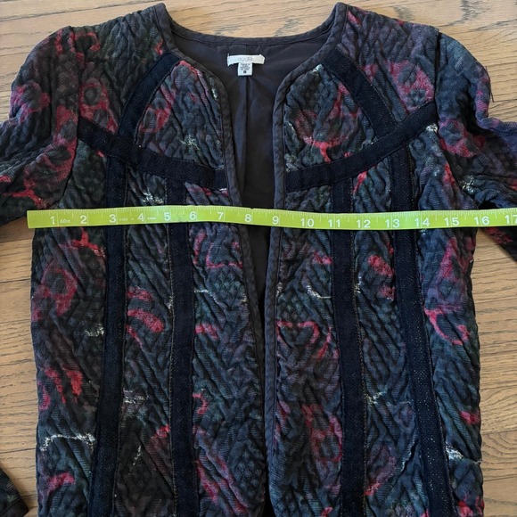 Ecote Urban Outfitters Quilted Floral Velvet Trim Open Front Jacket Small Black - Picture 3 of 6